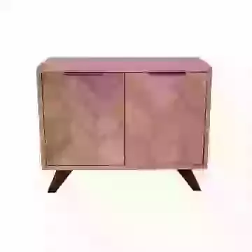 Parquet Style Mango Wood Small Sideboard with Angled Legs